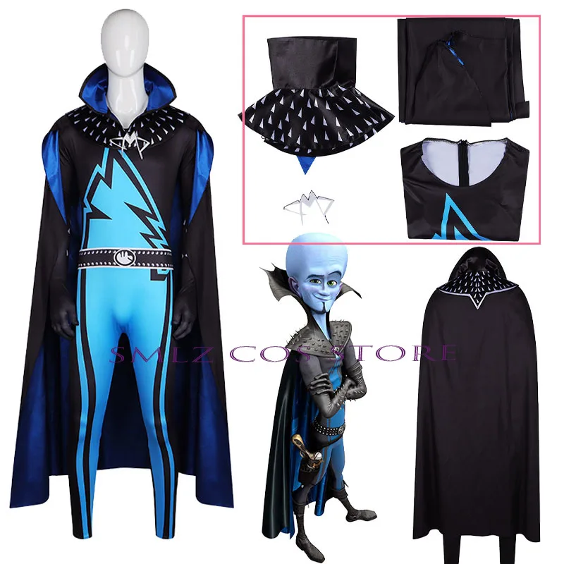 Фото BZX Cos Megamind Косплей Комбинезон и плащ The Doom Syndicate Megamind Костюмы Маскировка на Хэллоуин для взрослых Костюмы №1