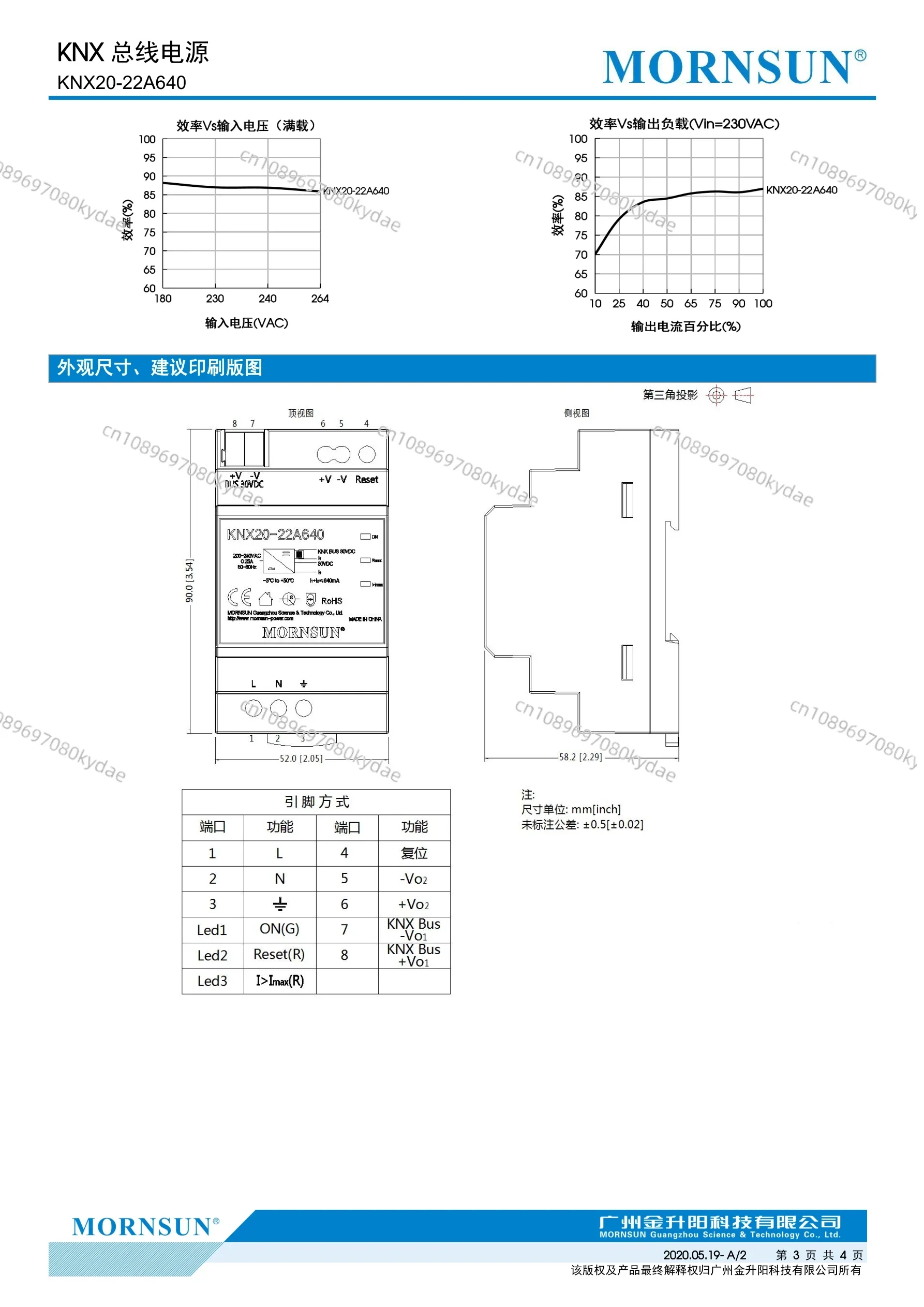 KNX20-22A640 KNX Bus источник питания 19 2 Вт 30 в ма изолированный 4 кВ