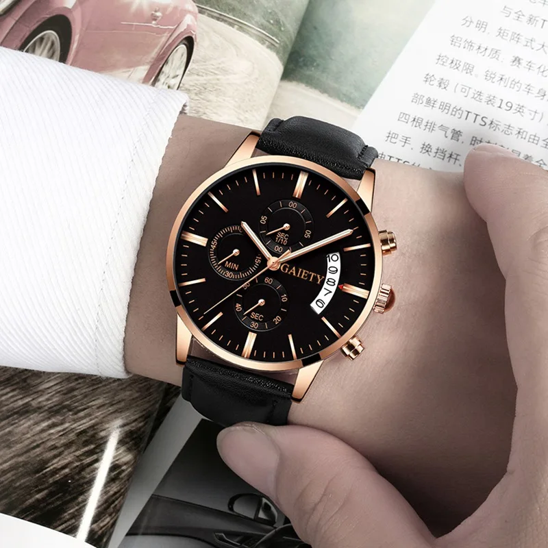 

2022 relogio masculino watches men Fashion Sport Stainless Steel Case Leather Band watch Quartz Business Wristwatch reloj hombre