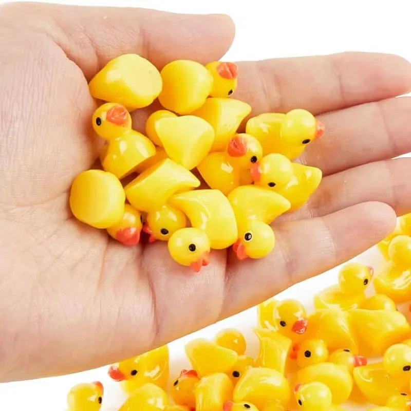 

100/200 Шт. Миниатюрных Декоративных Фигурок Уток Из Смолы, 3D Подвесные Украшения Для Вечеринок, Микро-живопись, Ручная Работа