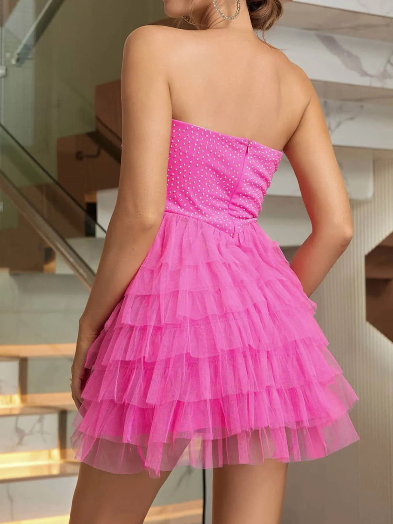

Casual elegant slim sexy dress,Summer New Hot Diamond Mesh Cake Skirt Short Skirt Party Dress Skirt2023