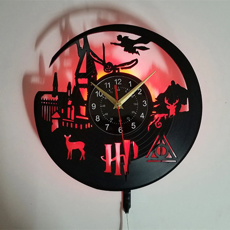 Настенные часы с виниловой пластиной в стиле Хогвартс экспресс виниловые