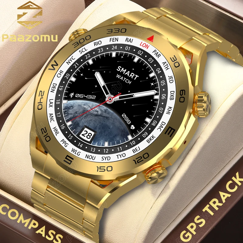For HUAWEI Ultra Mate Gold Business Smart Watch Men NFC GPS Tracker Sports Waterproof Bluetooth Call Smartwatch For Android IOS
