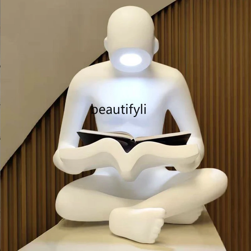 

GY Modern Minimalist Humanoid Reader Sculpture Floor Lamp Decoration Home Soft Decoration Art Decorations