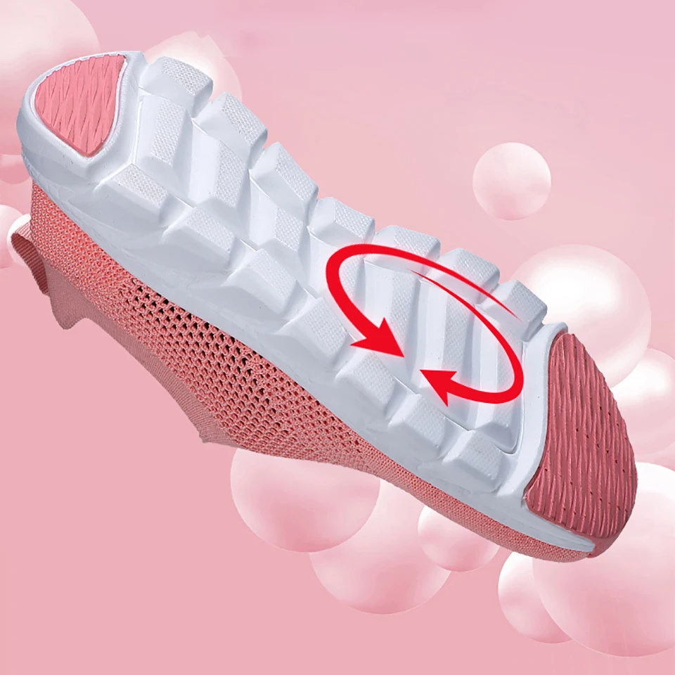 Loekeah Women Jogging Shoes Mesh Breathable Casual Female Shoes Slip-on Summer Running Shoes Flat Light Outdoor Sport Footwear