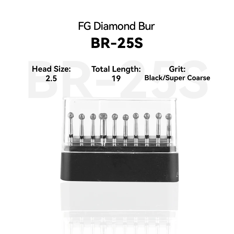 

1set/10pcs Dental Tools Clinic Products BR-25S 001-025S Diamond Bur FG High Speed 2.5 19.0 Black Super Coarse Medium Intra-oral