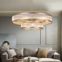 loft style metal lamp body round circle led pendant lamp lustre glass tubes pendant light living dining room rod hang lamp