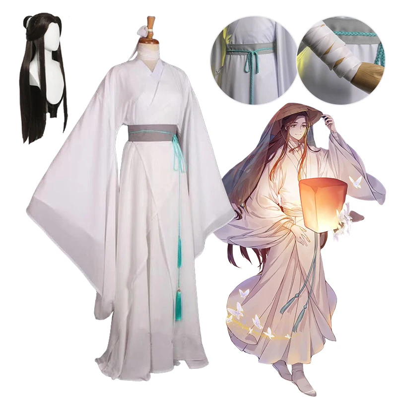 

Anime Xie Lian Cosplay Costume Tian Guan Ci Fu Cosplay Xielian Wigs White Han Fu Outfit Halloween Party Costumes for Men Women