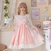 2022 new pink lolita dress original cute sweet three stage skirt daily light lo plus size mall goth y2k fairy kawaii clothing