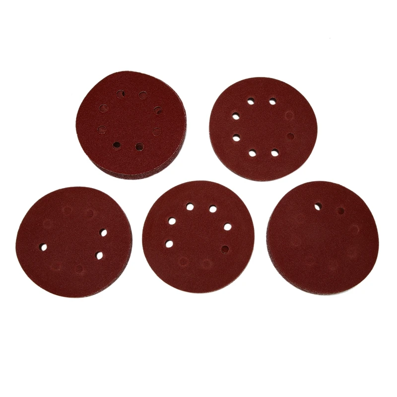 

50 Pcs 5 Inch 8 Hole 80 Grit Mix Sanding Disc Random Orbit Sandpaper Buckle Sander