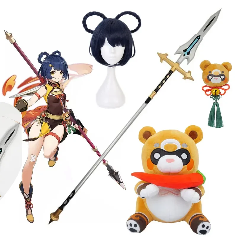 Игрушка Genshin Impact XiangLing искусственная кожа окрашенная стоя ПВХ копье 30 см кукла