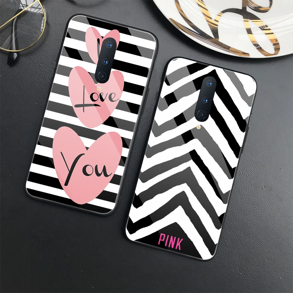 

Tempered Glass Phone Case for Oneplus 9Pro 9R 9RT 5G 10Pro 8 8Pro 8T 9 Nord N10 N100 6 6T 7 7Pro 7T 7TPro Zebra Stripe Cover