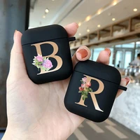 flower letter a z headphone case for apple airpods 1 2 shockproof soft silicone protection wireless air pods earphone box cover