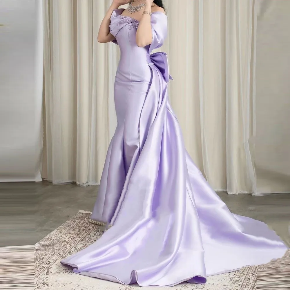 

Katerina Off-The-Shoulder Evening Dress Prom Dresses Beads Mermaid Party Gowns Sweep Train Sleeveless robes de vestidos de