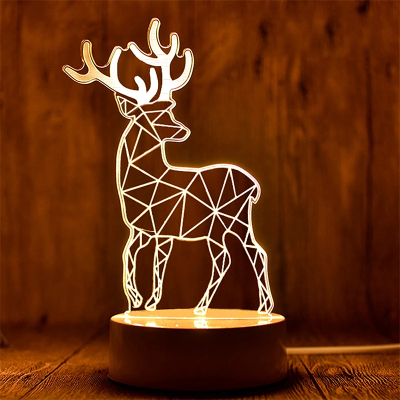 

3D Lamp Acrylic USB LED Night Lights Christmas Decoration for Home Nightlights Bedroom Room Decor New Year Wedding Neon Lamp