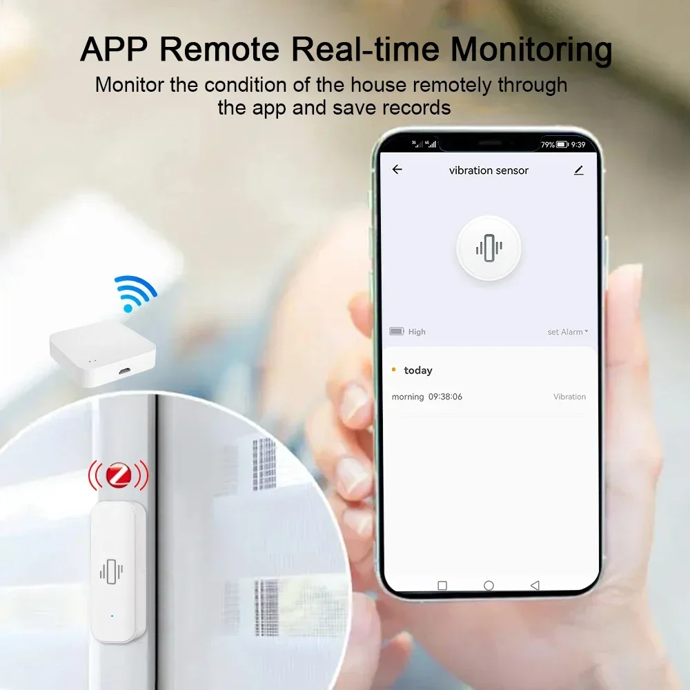 Умный Датчик Вибрации Tuya Wi-fi/zigbee Мониторинг В Реальном Времени Приложение Для