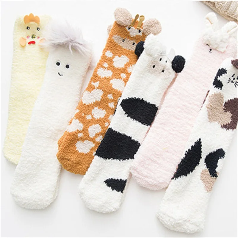

Зимние милые носки из овечьей кожи с мультяшным рисунком для женщин милые носки с 3D рисунком собачьей кошачьей лапы флисовые теплые утепленные смешные плюшевые носки домашний пол для сна