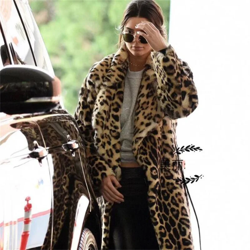 Long sleeve Leopard faux mink leather jacket womens winter thicken warm long fur leather coat women jackets jaqueta de couro B66 enlarge