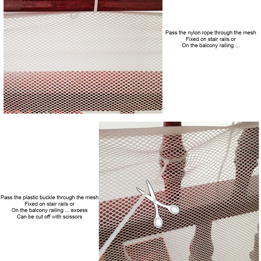 

3m Sturdy Rail Balcony Fall Protection Home Decor Indoor Outdoor With Tying Ropes Kids Stairs Safety Net Adjustable Thick Mesh