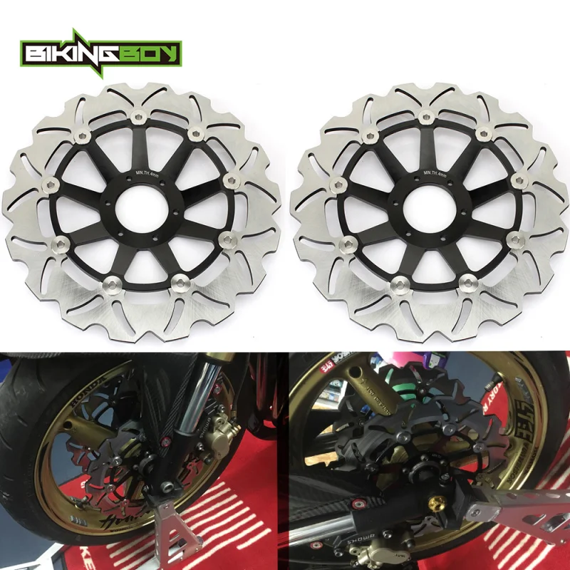 Фото BIKINGBOY Для Honda Hornet CB 600 F 00-06 05 CB600F S F2 00 01 02 03 04 Передние тормозные диски 296 мм, комплект из нержавеющей стали №2