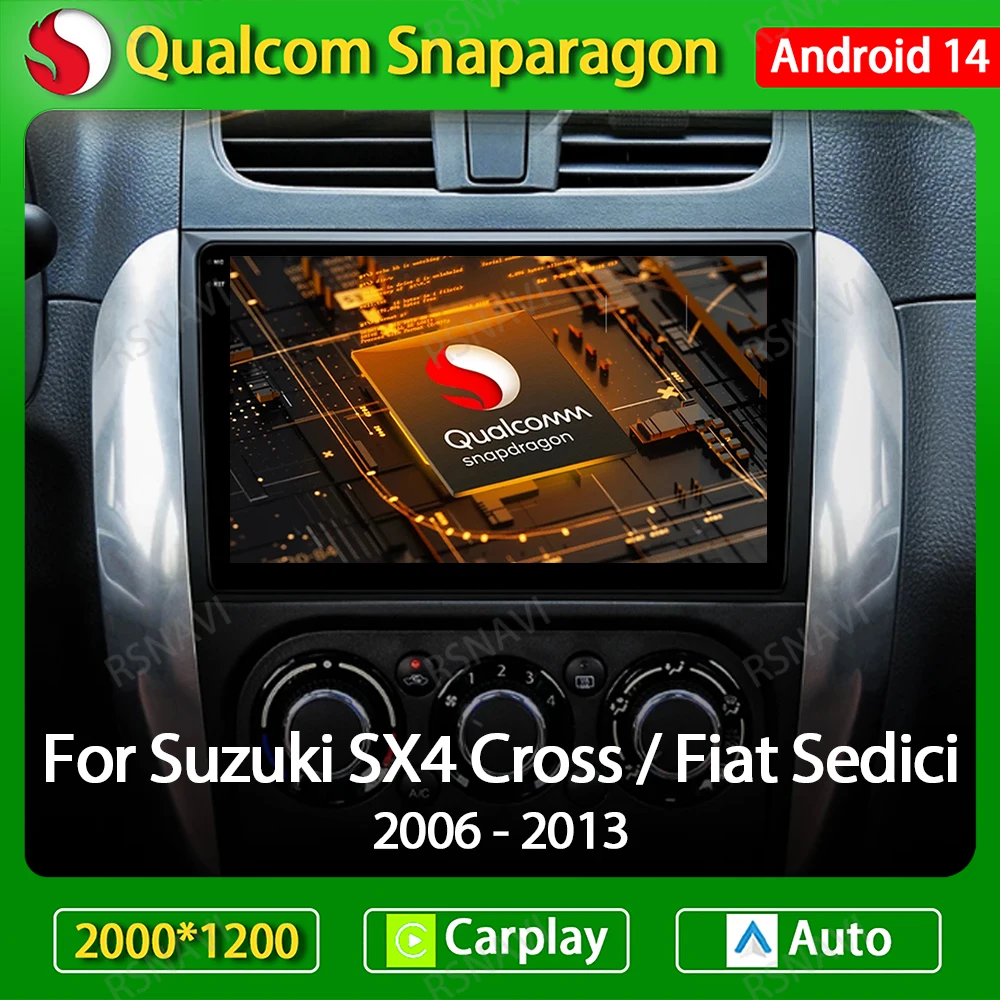 Android 14 беспроводной CarPlay авто для Suzuki SX4 2006 - 2013 Fiat Sedici 2005 2014 автомобильный