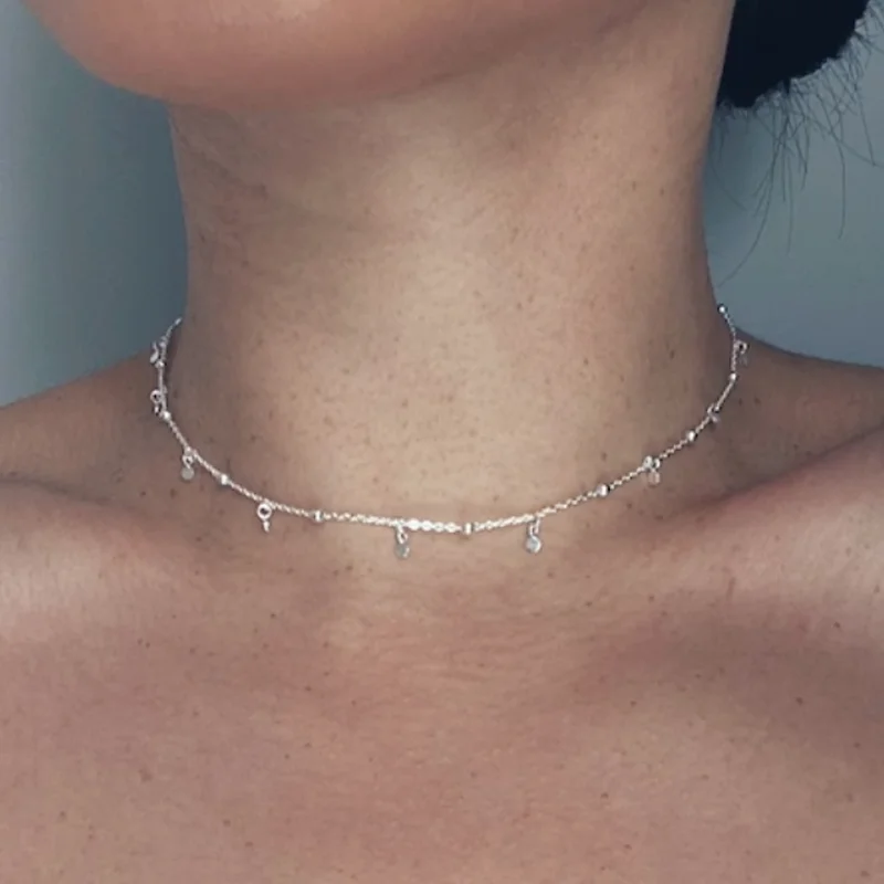 Колье-чокер с крошечными дисковыми бусинами ожерелье 925 искусственными