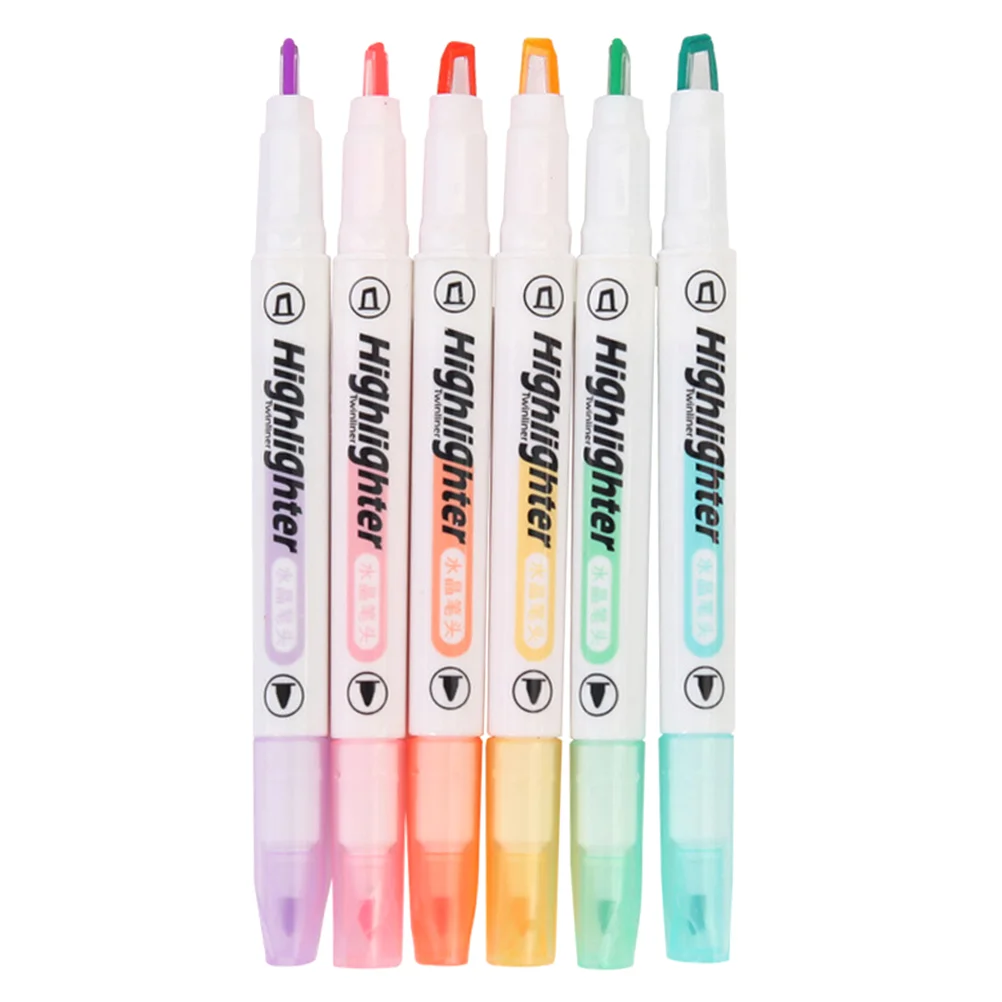 

6Pcs Highlighter Chisel Tip Highlighter Pen Gift Writing Drawing Marker Fluorescent Marker Supplies Stationery