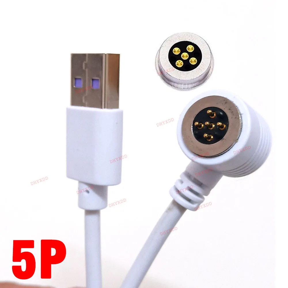 

1 Set Water Proof USB Magnet Spring-Loaded Pogo Pin Connector to Fast Charging 5P Magnetic Data Cable 5V 2A Power Cord Adapter