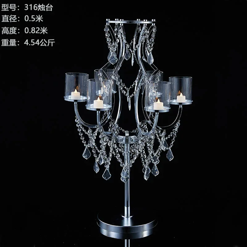 6-головочный золотой металлический подсвечник высокая хрустальная подставка для