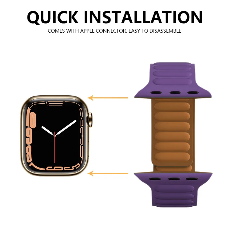 Silicone Link For Apple watch band 45mm 44mm 40mm 41mm 42mm Magnetic Loop bracelet iWatch series Ultra 49mm 8 7 6 SE 5 4 3 strap