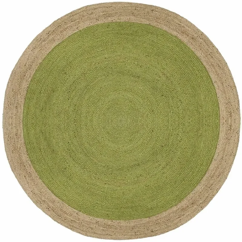 

Новый Зеленый джутовый круглый коврик 100% натуральный джутовый Стильный коврик двусторонний Плетеный современный вид