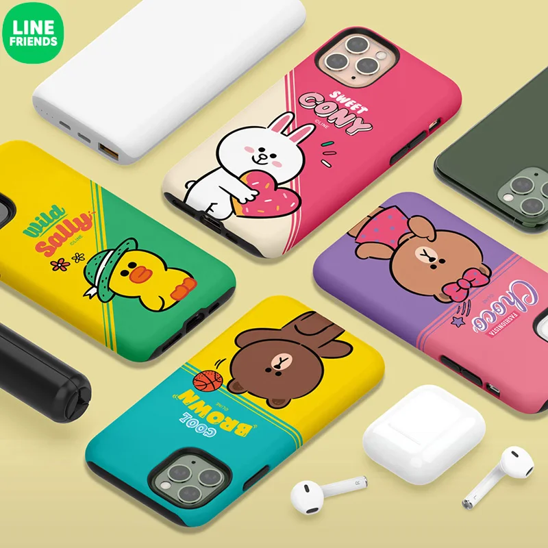

Чехол для телефона с героями мультфильмов линия друзья милый коричневый креативный полноразмерный чехол для Iphone X Xs Max 11 12 13 Promax двухслойный ...