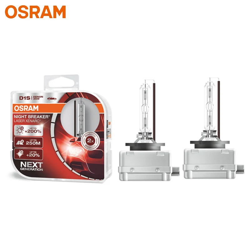 

OSRAM Xenon NIGHT BREAKER LASER D1S 35W Car HID Light Auto Headlight Lamps 4800K +200% Bright White ECE Original 66140XNL, Pair