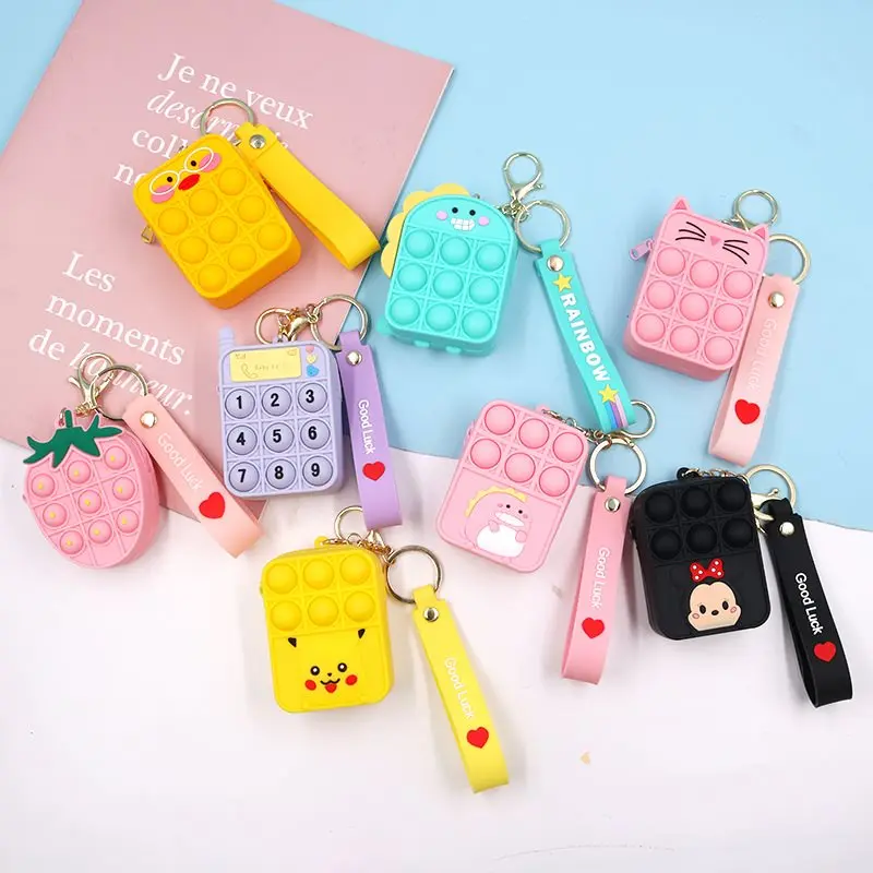 

Women Girls Kawaii Gifts Simple Dimple Coin Purse Bag Stress Relief Anxiety Sensory Push Bubble Squeeze Fidget Toys For Children