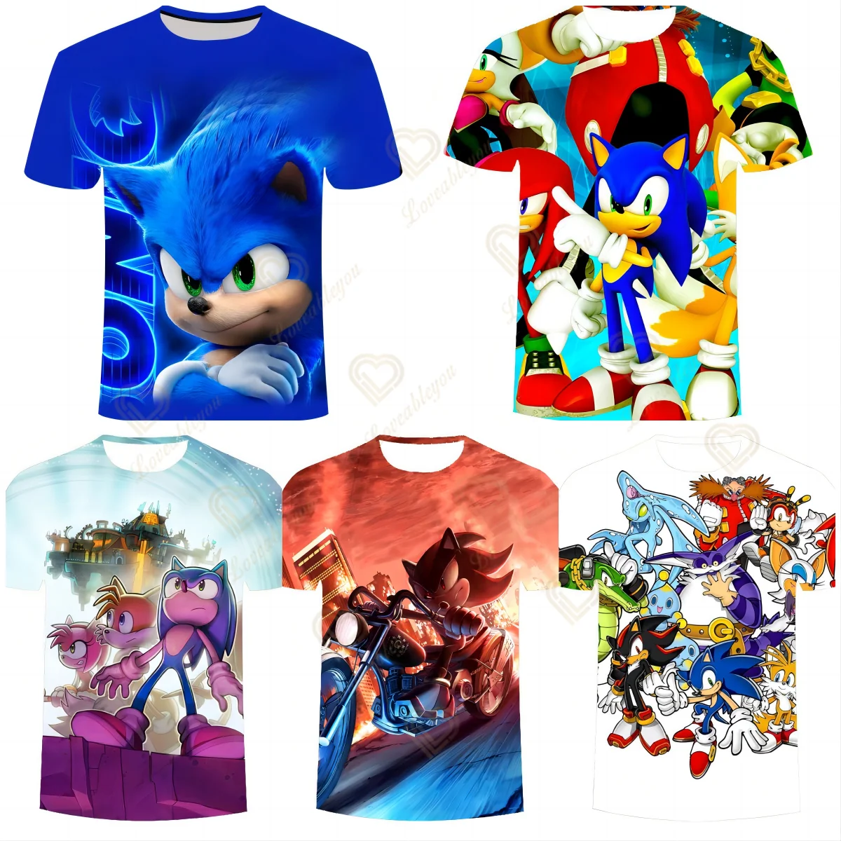

Sonic Shirt Newest Animal Sonic 3D Printing T-shirt Funny Cool Short Sleeve T-shirt Summer Street Style Men and Women Casual