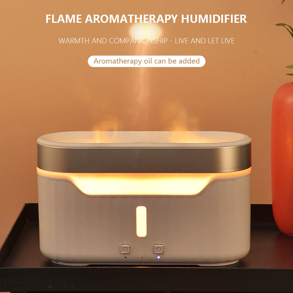 

300ML Electric Air Humidifier Low Noise 10W LED Flame Essential Oil Aroma Diffuser Relieve Fatigue Ultrasonic Cool Mist Maker
