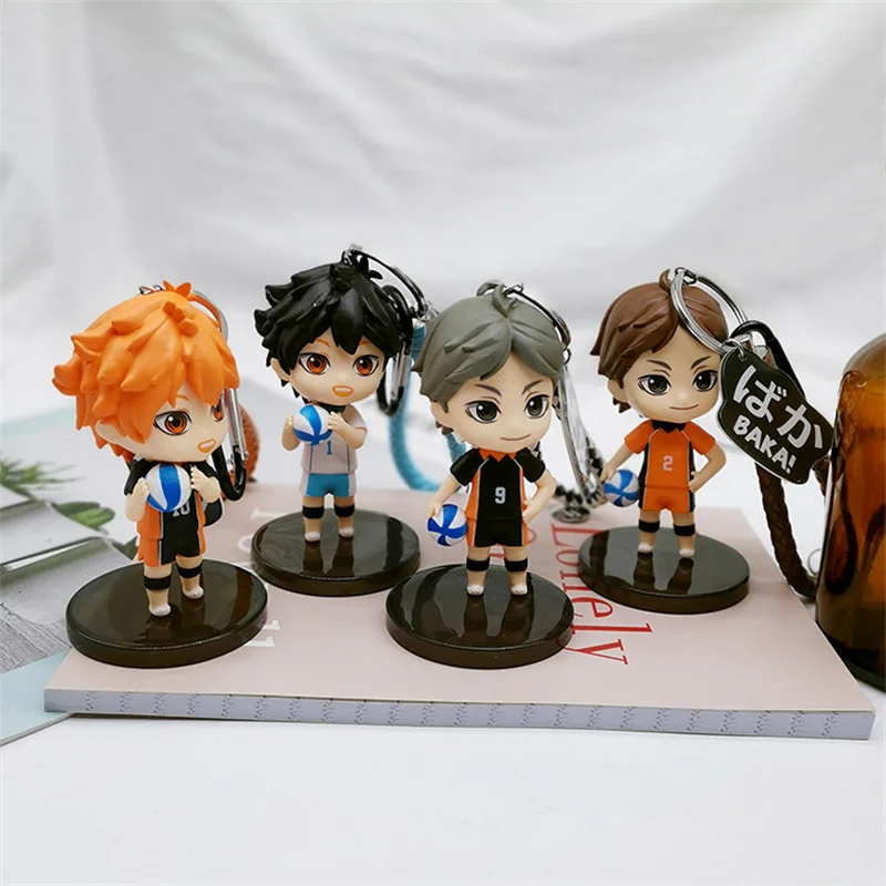

4 шт./компл. Аниме Haikyuu! Экшн-фигурка модели куклы кожаная искусственная кожа брелок Hinata Shoyo симпатичная Подвеска из ПВХ