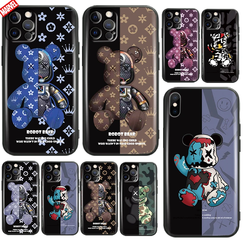

Fashion Luxury Bear For Apple iPhone 11 12 13 Pro Max 12 13 Mini X XR XS Max SE 6 6S 7 8 Plus Phone Case Silicone Cover
