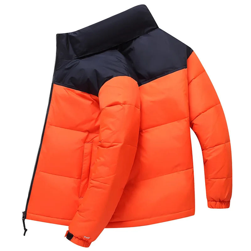 New Men's Stand-up Collar Padded Jacket Fashion Light Plate Loose Stitching Contrast Color Casual Padded Jacket