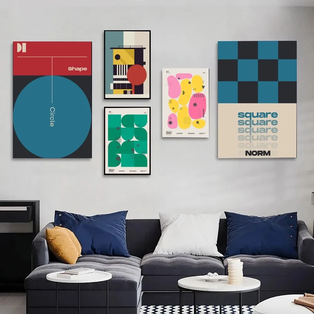 Bauhaus абстрактный геометрический постер из крафт-бумаги искусство живопись