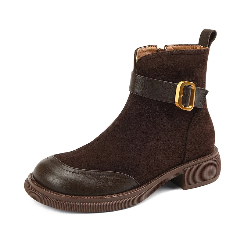 New Women Boots Chelsea Boots Suede Ankle Platform Autumn Winter Chunky Ladies Casual Shoes Fashion Gladiator Modern Boots Mujer