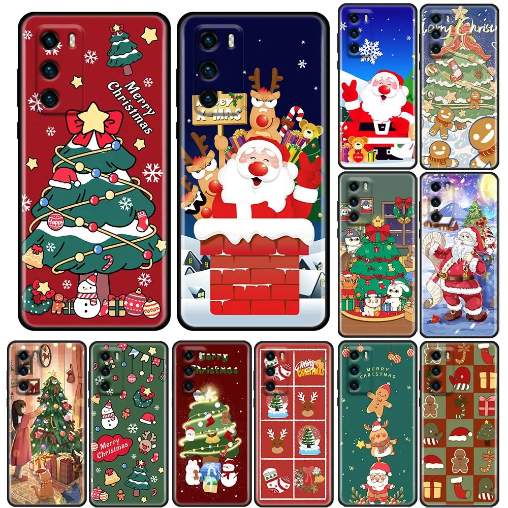 

Funda Case For HUAWEI P50 P40 P30 P20 P10 P9 P8 Plus MATE 30 20 20X 10 9 8 Pro Lite Case Capa Para Cartoon Christmas Festival