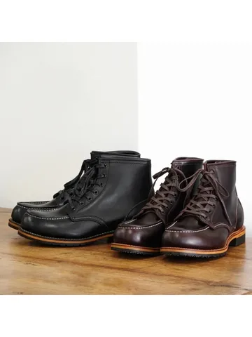 Goodyear-ручная работа, рабочая одежда из воловьей кожи с квадратным носком, ботинки с высокой трубкой, мотоциклетная кожаная мужская обувь в стиле ретро на шнуровке