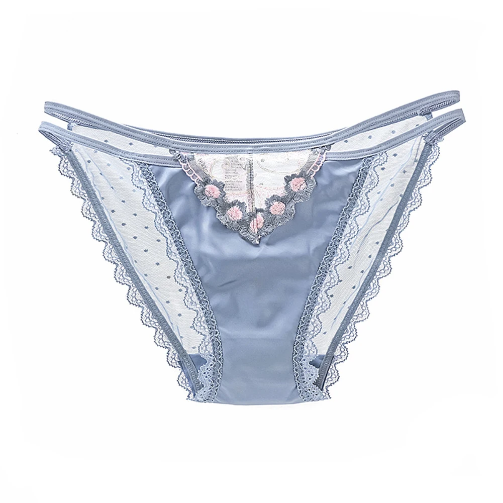 

Women Sheer Mesh See Though Panties Smooth Satin Briefs Knickers Lace Side Comfortable Breathable Underwear Sexy Lingerie