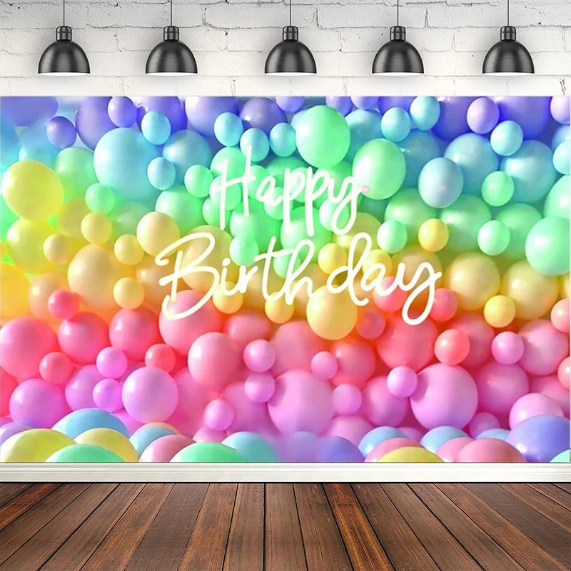 

Rainbow Balloons Wall Photography Backdrop For Cake Smash Newborn Child Portrait Photo Background Birthday Party Decor Banner