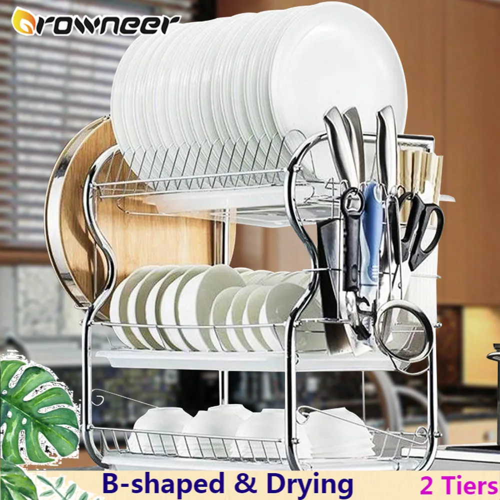 

3 Tiers Dish Drying Rack Drainer Plate Holder Storage Shelf Board Drainboard Multifunction Display Stand Kitchen Accessories