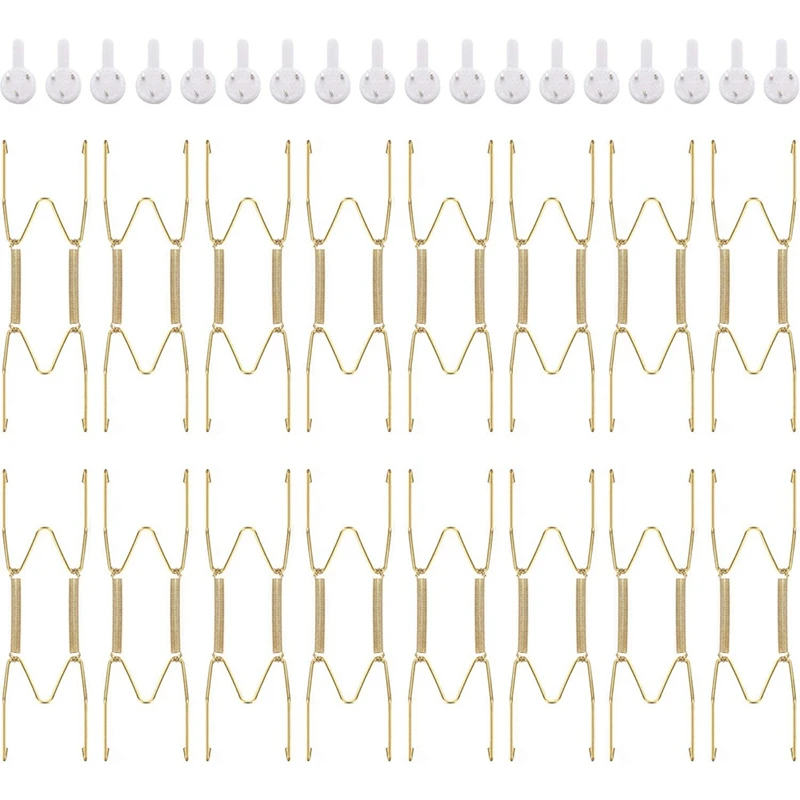 

Hot SV-30 Pieces 6 Inch Invisible Plate Hangers Wall Plate Hangers Brass Wire Plate Holders With Wall Hooks