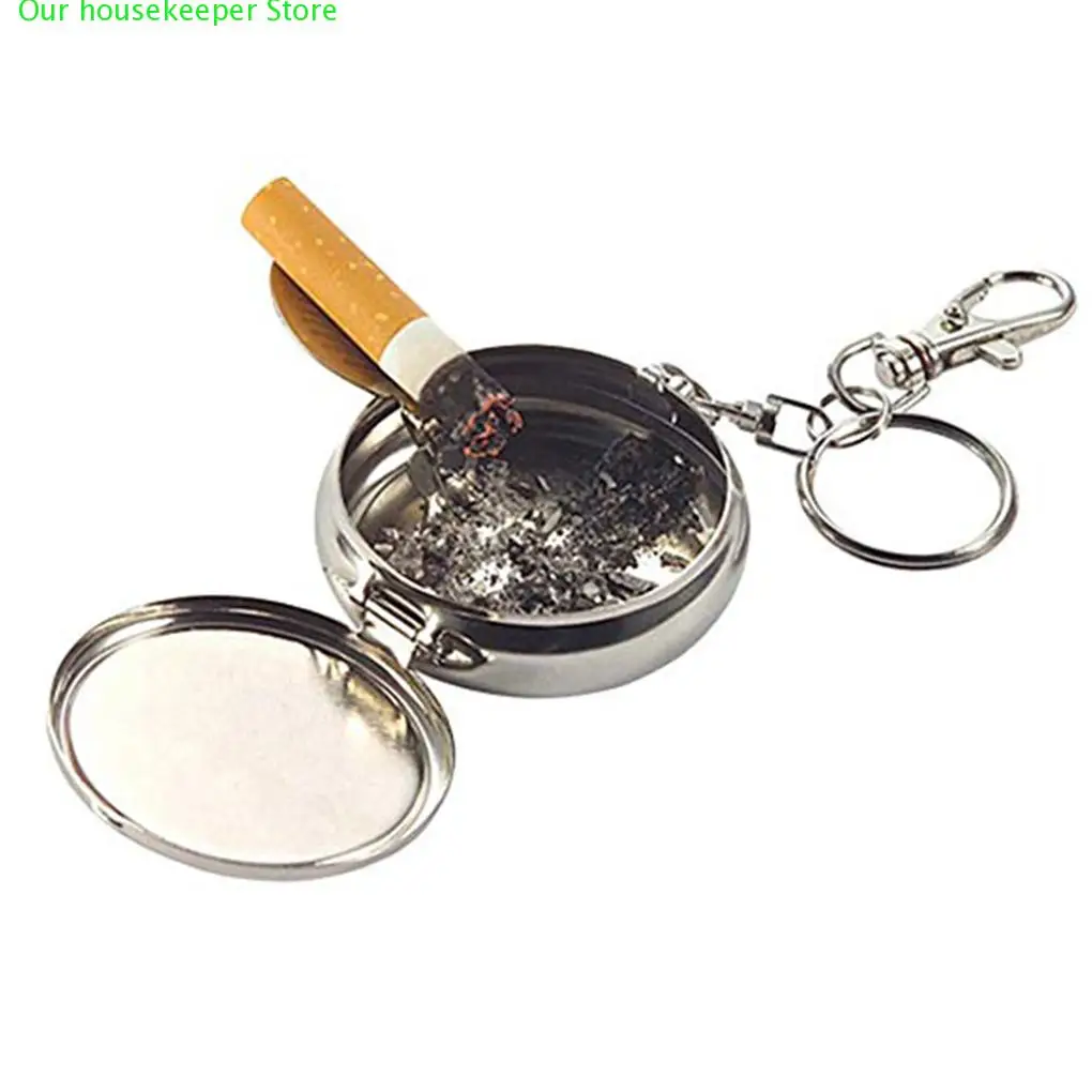 

Hot Mini Outdoors Round Cigarette Keychain Portable Ashtrays Alloy Pocket Smoke Ash Ashtray Keychain Fashion