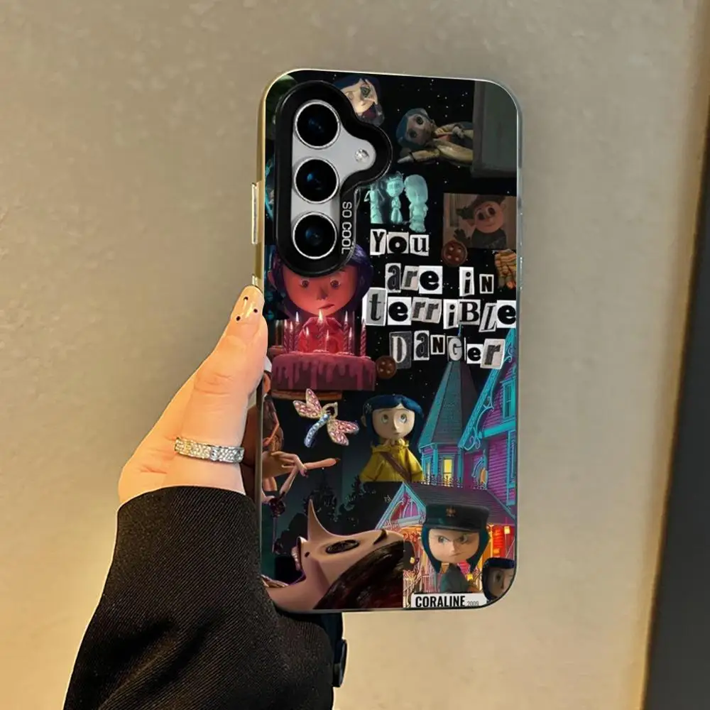 Модный чехол для телефона с фильмом C-coraline IMD цветной серебряный Samsung Galaxy S25 S24 S23 S22