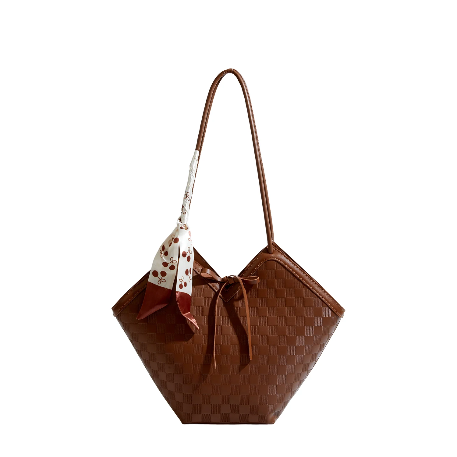 

Jenny&Dave 2022 Ins Fashion Blogger French Personality Retro Plaid Texture Leather Handbag Casual Tote Bag Women